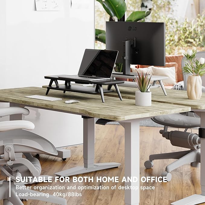 Fenge Monitor Stand, Monitor Stands Riser for Desk, 23.6 Inch Wood Desk Shelf with Storage Organizer and Cable Management for Office Desk Accessories-DeskLoop Office