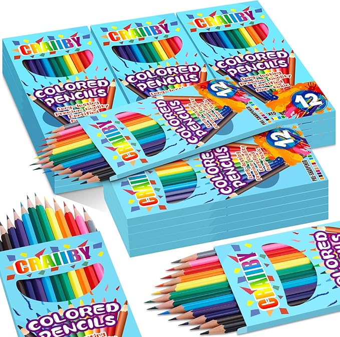 Premium Colored Pencils, Soft Core, 288 Count (Pack of 24), 12 Colors Pre-sharpened Color Pencils Bulk, Back to School Supplies, Classroom Prizes-DeskLoop Office