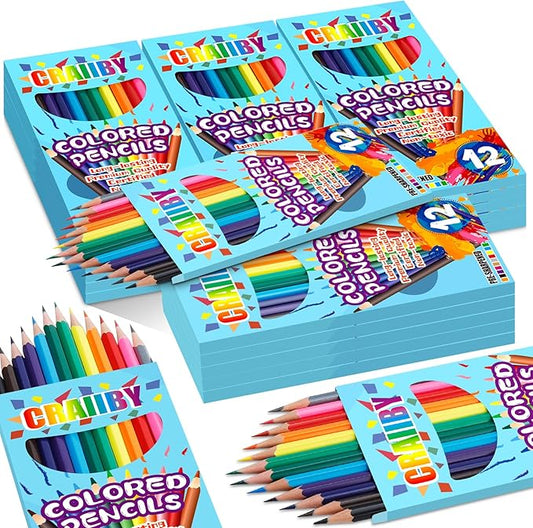 Premium Colored Pencils, Soft Core, 288 Count (Pack of 24), 12 Colors Pre-sharpened Color Pencils Bulk, Back to School Supplies, Classroom Prizes-DeskLoop Office