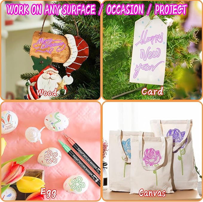 Caliart Outline Glitter Markers, 24 Colors Shimmer Metallic Glitter Pens Tween Teen Girl Gifts Trendy Stuff, Cool Fun Craft Arts Supplies Set for Kids 4-6-8-10-12-DeskLoop Office