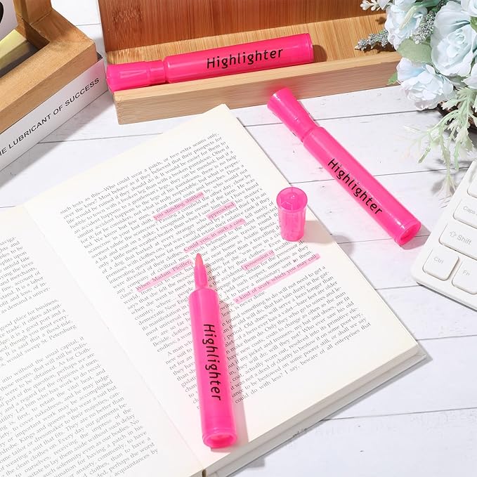 Qilery 30 Pack Highlighters Bulk, Tank Style Chisel Tip Highlighters Markers Quick Drying for Kids and Adult Coloring, Classroom Home Office School Supplies (Pink)-DeskLoop Office