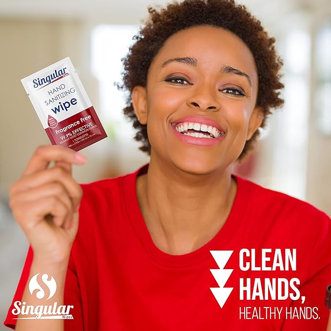 Hand Sanitizing Wipes Travel Size by Singular Wipes –100ct Individually Wrapped | Fragrance-Free, Moisturizing, 70% Isopropyl Alcohol Wipes | Travel, Home, Office, Daily Use | Made in USA-DeskLoop Office