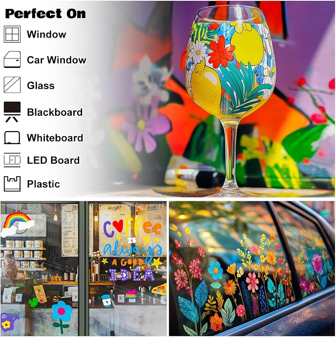 FansArriche Jumbo Window Markers, 3 Pack 15mm Neon Chalk Pens, Liquid Chalk - Image 6