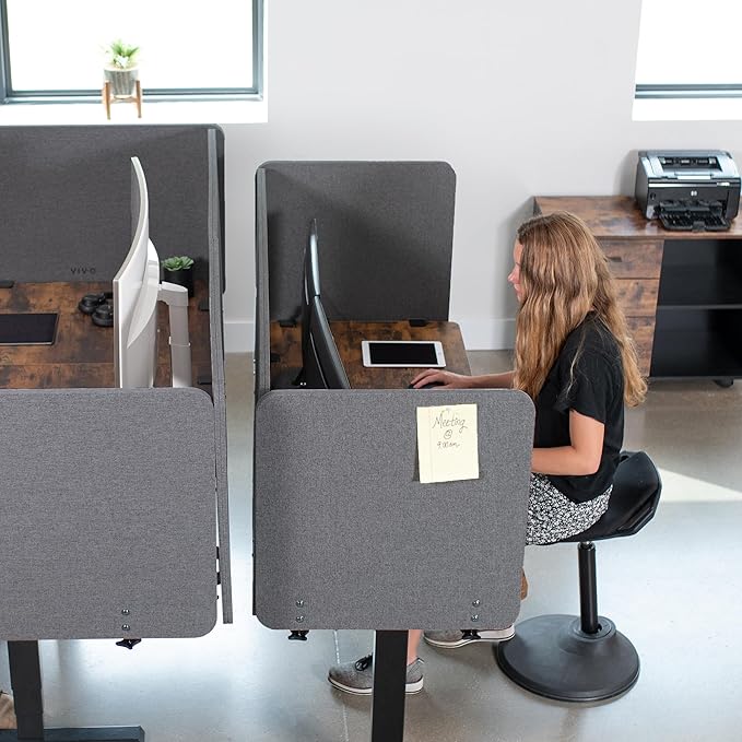 VIVO Clamp-on Privacy Panels 60 x 24 inch (x1), 24 x 24 inch (x2), Sound Absorbing Cubicle Desk Dividers, 3 Acoustic Partitions, Dark Gray, PP-3-V108D-DeskLoop Office