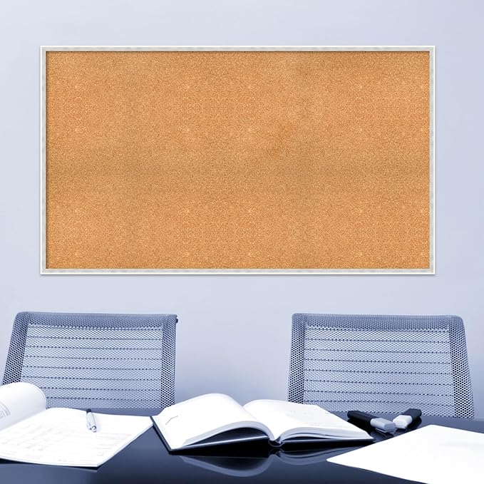 Amanti Art Natural Cork Board for Wall, 33x57 Vision Board with White Frame, Oversize Corkboard Office Decor for Home Organization, Modern Corkboard Pinboard to Display Items for Home Organization in-DeskLoop Office