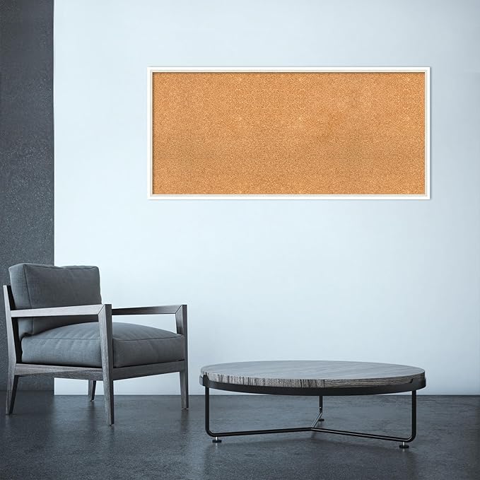 Amanti Art Natural Cork Board for Wall, 21x45 Vision Board with White Frame, Oversize Corkboard Office Decor for Home Organization, Modern Corkboard Pinboard to Display Items for Home Organization in-DeskLoop Office