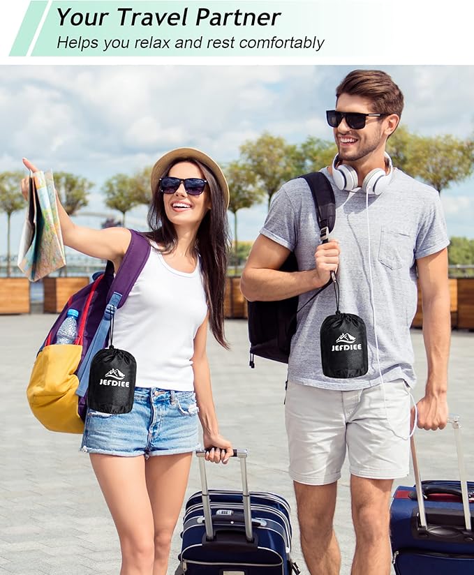 JefDiee Inflatable Travel Foot Rest Pillow, Kids Airplane Bed, Adjustable 3 Layers Height Leg Rest Pillow, Adults Travel Essentials Great for Airplane, Office, Home, Trains, Cars (2 Pack-Dark Grey)-DeskLoop Office