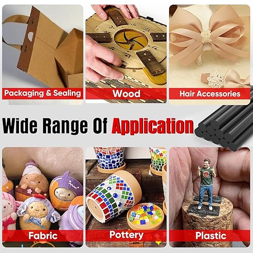 SHALL Full Size Hot Glue Sticks, 0.43” Dia x 8” Long, 100 Pack Black Glue Gun Sticks for All-Temp Glue Guns, Hot Melt Adhesive Glue Sticks Multipurpose for DIY Art Craft Sealing Repair Festival Decor-DeskLoop Office