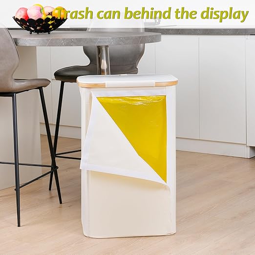 efluky Recycle Bin Holder 100L, 26 Gallon Trash Can with Lid, Garbage Bag Holder for Yellow Bags, Easy Removal, (Inner Bag Not Included) -Beige-DeskLoop Office