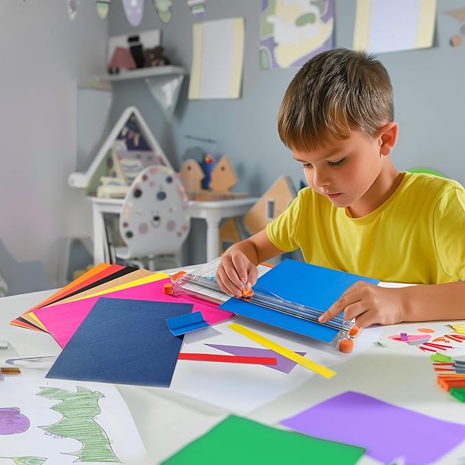 4-Pack Trimmer Replacement Blades for Fiskars Paper Trimmer, Replacement Blade for All Series of Fiskars/Portable&Precision Trimmer,Arts and Crafts,3 Cutting&1 Scoring Blades,Slider,Ice Blue-DeskLoop Office