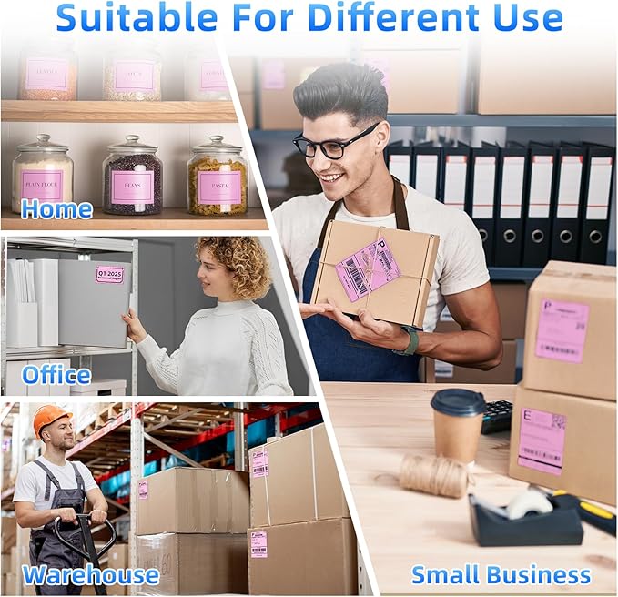 4x6 Pink Thermal Labels, 1 Packs of 500 4x6 Fold Labels - Compatible with JADENS, ASprink, Phomemo, Rollo, Zebra, Omezizy and Other Thermal Printers-DeskLoop Office