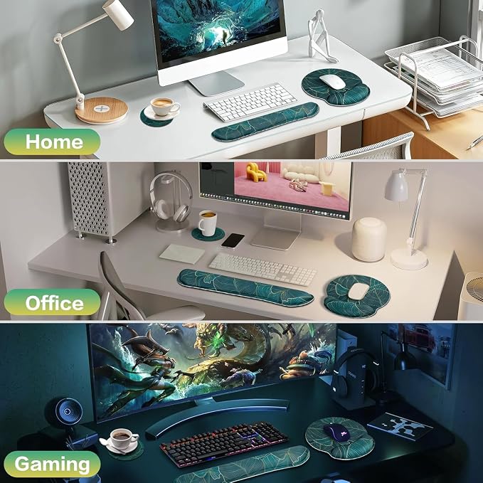 Mouse Pad with Wrist Rest Set, 3-in-1 Wrist Support Mousepad Set, Gaming Mat - Image 7