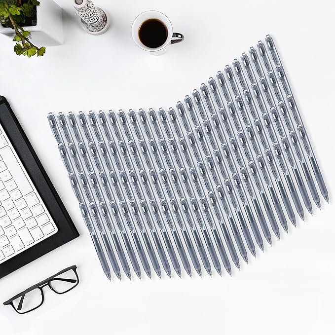 Aozora Black Gel Pens Fine Point Smooth Writing Pens 100 Pack Retractable Black Ink Pens 0.5mm Quick Dry Office School Supplies (Black-100pack)-DeskLoop Office