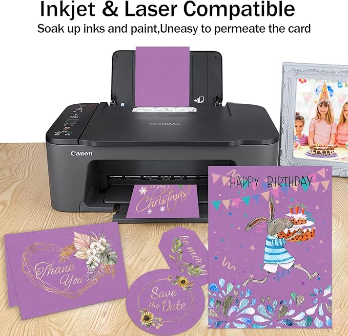 Purple Cardstock 100 Sheets 80lb Cardstock Paper 8.5 x 11, Goefun Purple Paper for Wedding Invitations, DIY Cards, Menus, Crafts-DeskLoop Office