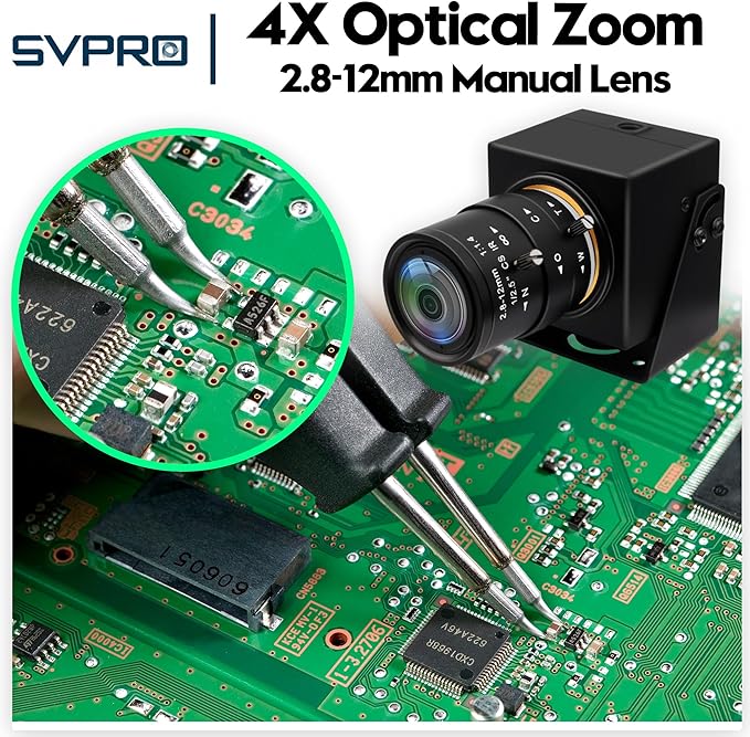 SVPRO Global Shutter USB Camera - 1200P 90FPS High Speed with 2.8-12mm Zoom Lens, Manual Focus Close-up Webcam for Golf Swing, Industrial Camera - USB Plug and Play-DeskLoop Office