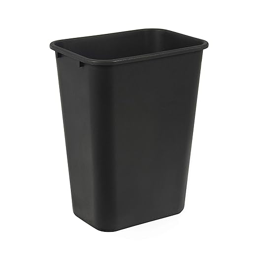 Amazon Basics Trash Can, Rectangular Commercial Office Wastebasket, 10 Gallon (Pack Of 1), Black (Previously AmazonCommercial brand)-DeskLoop Office