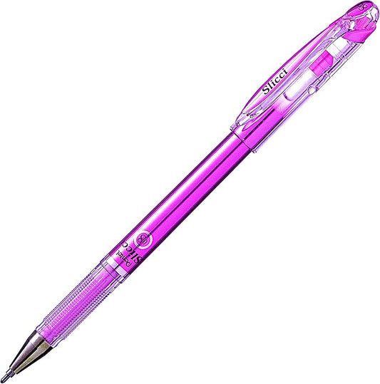 Pentel Arts Slicci Metallic 0.8 mm Needle Tip Gel Pen, Metallic Pink Ink, Box of 12 (BG208-Mp)-DeskLoop Office