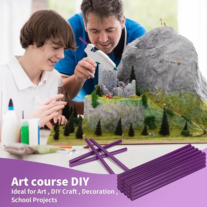 MATUFF Purple Hot Glue Sticks Full Size 0.43” Dia x 8” Long, 20 pcs Hot melt Adhesive Glue Sticks, All-Purpose Colored Glue Gun Sticks for DIY Purple Crafting Arts and Wedding Cards, Sealing (Mauve)-DeskLoop Office