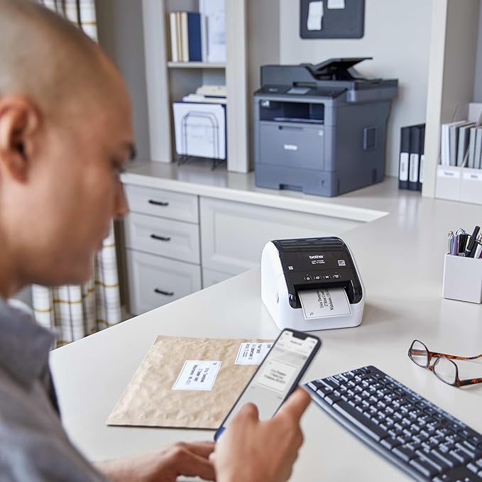 Brother QL-1100c Wide Format Label Printer, Shipping & Postage Labels 4” x 6”, Barcode & QR Code, High Speed, Direct Thermal Printing, Compact, uses DK Drop-in Label Rolls, USB Connectivity-DeskLoop Office