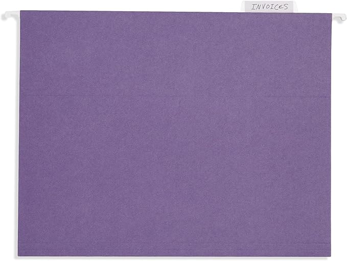 25 Blue Summit Supplies Purple Hanging File Folders - Letter Size, Durable 11pt Paper, Hanging File Folders, Purple, with Plastic Tabs and Inserts Included-DeskLoop Office