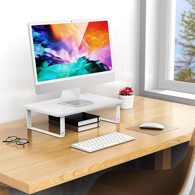 BESIGN MS01 Monitor Stand Riser, Height Adjustable Laptop Stand, Computer Monitor Stand for Monitor, Computer,Laptop,Printer (White)-DeskLoop Office