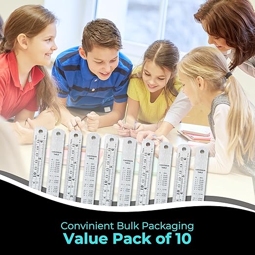 6 Inch Metal Ruler Bulk Set - 10-Pack of Compact 6 Inch / 15cm Stainless Steel Rulers - Precise Edge-Starting Imperial & Metric Measurements - Essential for Classrooms, Workshops, and Offices-DeskLoop Office