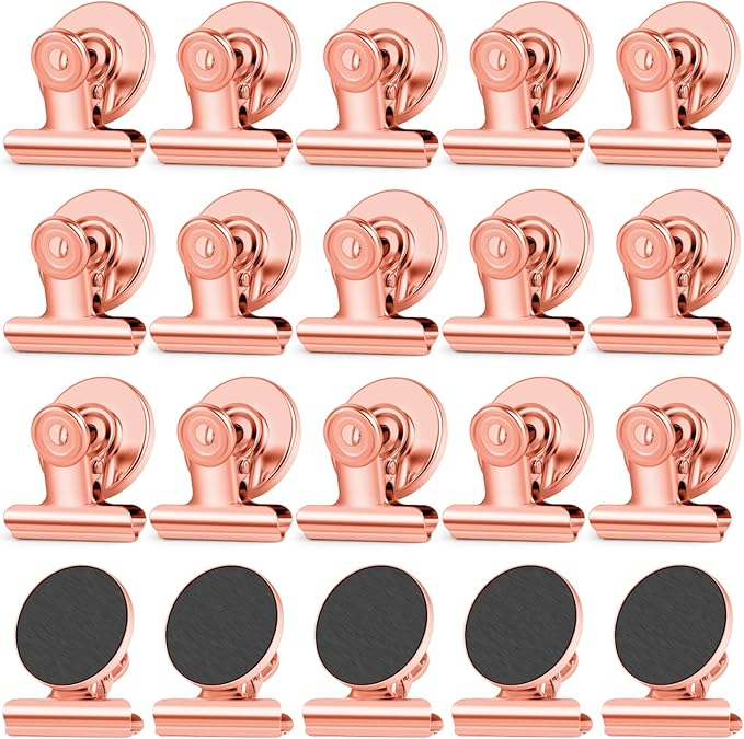 20 Pack Refrigerator Magnets Fridge Magnets, Rose Gold Magnetic Clips Whiteboard Magnets, Magnet Clips Heavy Duty for Photo Displays, Home, Office, Classroom-DeskLoop Office