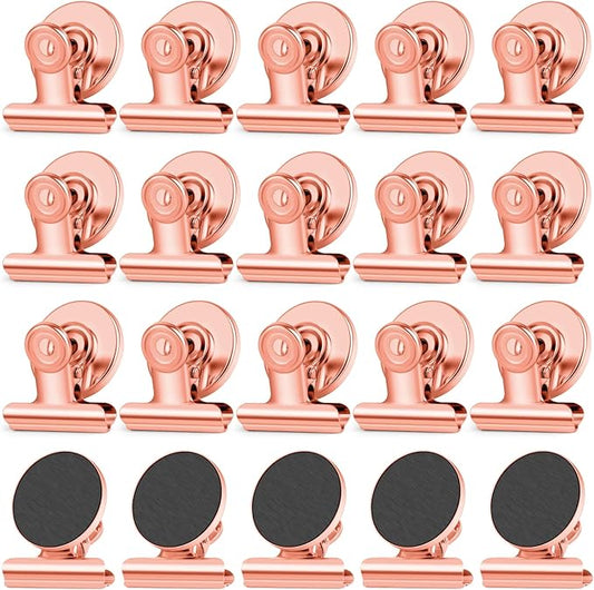 20 Pack Refrigerator Magnets Fridge Magnets, Rose Gold Magnetic Clips Whiteboard Magnets, Magnet Clips Heavy Duty for Photo Displays, Home, Office, Classroom-DeskLoop Office