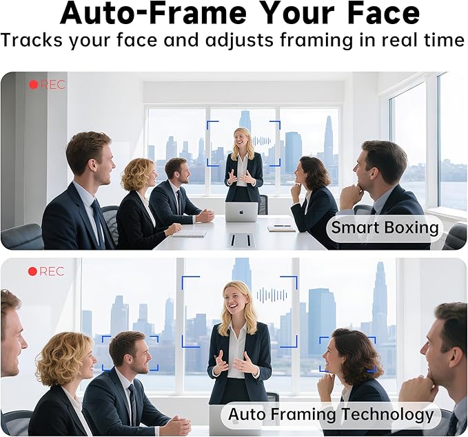 HORION 4K Webcam with Microphone, Auto Framing Camera for PC, 10X EPTZ Zoom, Plug & Play USB 3.0,Video with Dual AI Noise-Canceling Mic, for Video Conference, Streaming, PC/Mac/Linux, HC-5M-DeskLoop Office