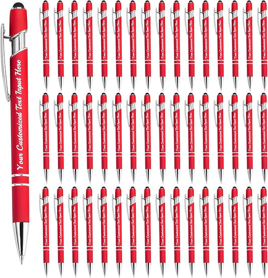 Personalized Ballpoint Pen 48pcs, Custom Pens Free Engraved Bulk with Name Logo, Soft Black Ink Stylus with Touch Metal Office, Gift for Anniversaries, Graduations, Birthdays-DeskLoop Office