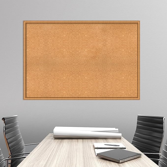 Amanti Art Natural Cork Board for Wall, 34x50 Vision Board with Bronze Frame, Oversize Corkboard Office Decor for Home Organization, Casual Corkboard Pinboard to Display Items for Home Organization-DeskLoop Office