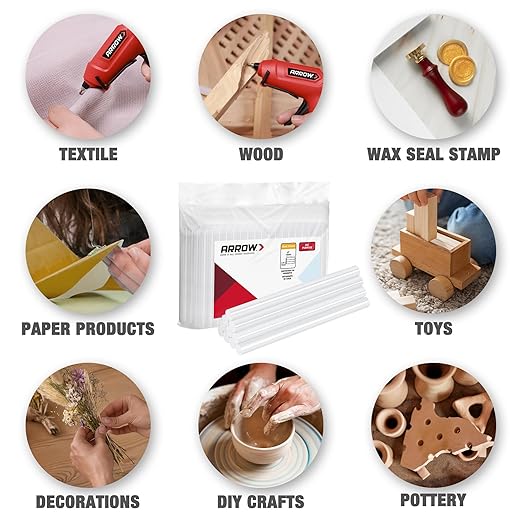 Arrow Mini Hot Glue Sticks, 200 Pack Clear Glue Gun Sticks, 4" and 5/16'' Diameter High Viscosity All-Purpose Gun Stick for DIY Art, Craft General Repairs, Festival Home Decoration-DeskLoop Office