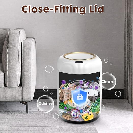 Procade Motion Sensor Trash Can with Lid, 3 Gallon Electric Bathroom Garbage can, Small White Wastebasket Touchless Trash Bin,Automatic Mini Trashcan for Bedroom,Toilet, Office, rv, Living Room-DeskLoop Office