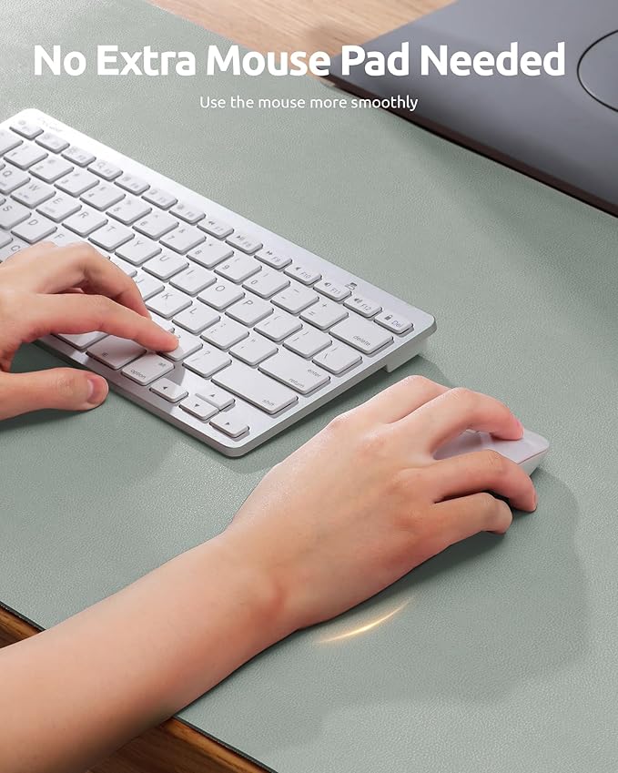 YSAGi Leather Desk Protector, Office Mat, Large Mouse Mat, Non-Slip PU Leather Blotter, Laptop Pad, Waterproof Writing Pad for Office and Home (Grayish Green, 31.5" x 15.8")-DeskLoop Office