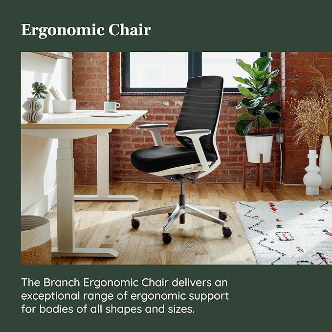 Branch Ergonomic Chair - A Versatile Desk Chair with Adjustable Lumbar Support, Breathable Mesh Backrest, and Smooth Wheels - Experience Optimal Comfort and Support - Black-DeskLoop Office