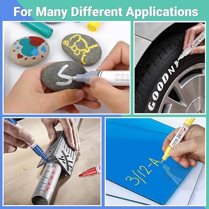 Oil Based Paint Markers, 8 Colors Dual Tip Permanent Paint Pens Paint Markers(0.7mm & 3mm), Waterproof Paint Pen for Rock Painting, Metal Wood Glass Stone Canvas Mugs Fabric Plastic-DeskLoop Office