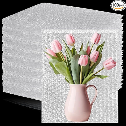 100Pcs 8"x12" Bubble Pouches Wrap Bag for Packaging, Clear Bubble Out Bags Double Wall Cushioning Wrap Pouches for Moving Packaging Storage Fragile China Dishes Electronic Item-DeskLoop Office