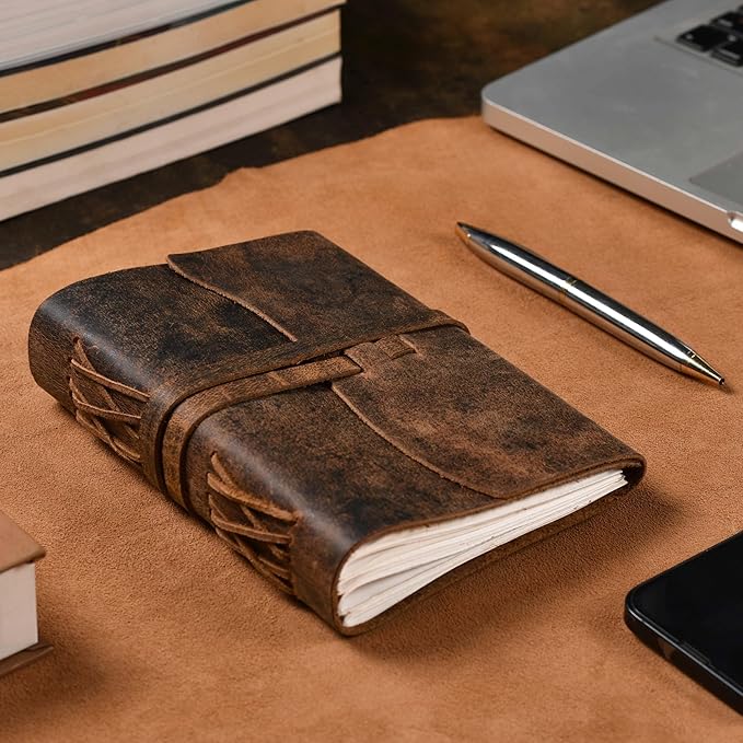 LEATHER VILLAGE Vintage Leather Journal 8"x6" - Brown | 240 Lined Pages | Rustic Notebook for Travel, Office & Personal Use | Handmade College Ruled Diary for Men & Women