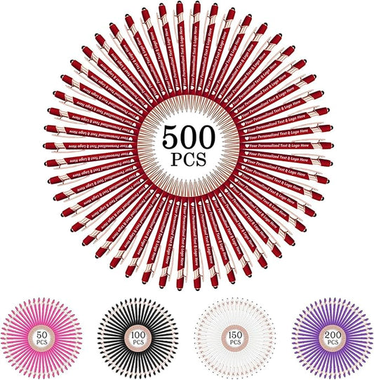STREADVE 500 Personalized Custom Pens Engraved Writing Pen with Name Logo, Customized Promotional Items Stylus Pen Gifts for Communion Wedding Men Women Realtor Business, Deep Red-DeskLoop Office