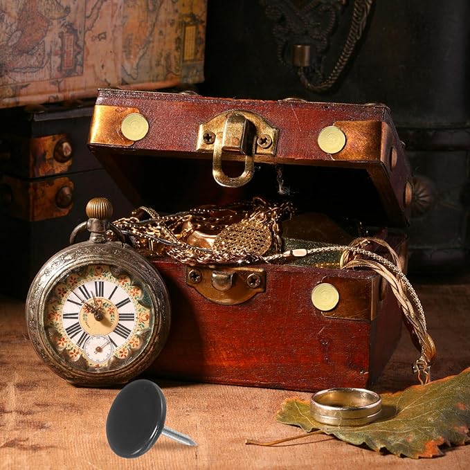 uxcell 120Pcs Push Pins, 11mmx15mm Round Flat Head Decorative Thumb Tacks Upholstery Tacks for Cork Board Office Wall Hangings, Black-DeskLoop Office