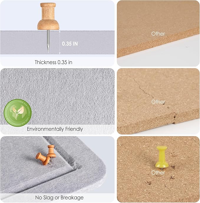 MaxGear Large Bulletin Board 36" x 24", Foldable Felt Board Vision Board Supplies, Cork Board for Office, Home, School, Small Pin Boards for Walls Decorative Display Board Moonlight Gray-DeskLoop Office