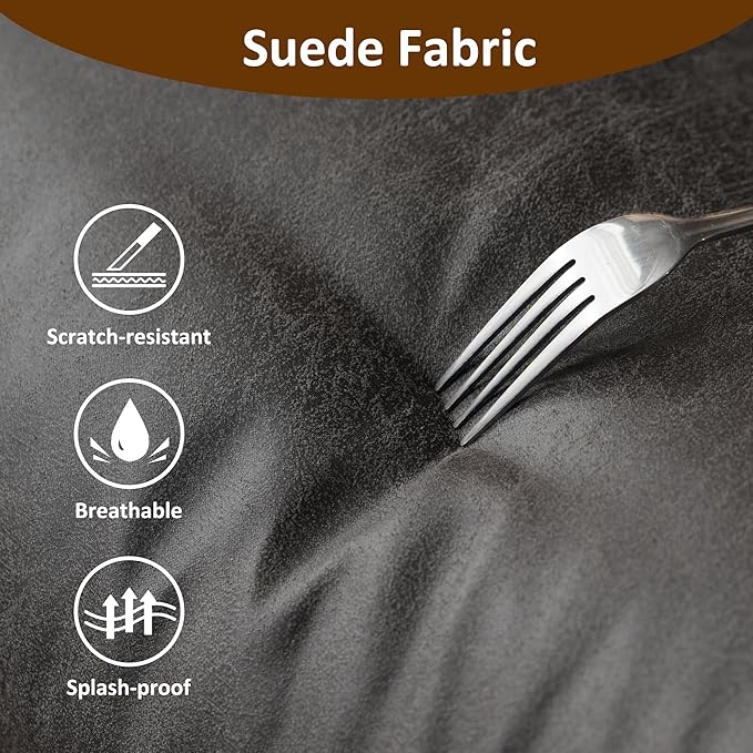 Faux Leather Executive Office Chair - Big and Tall Ergonomic Home Office Chair,Reclining Computer Desk Chairs with Lumbar Support,Adjustable Task Swivel Rolling PC with Wheels,Grey,Suede-DeskLoop Office