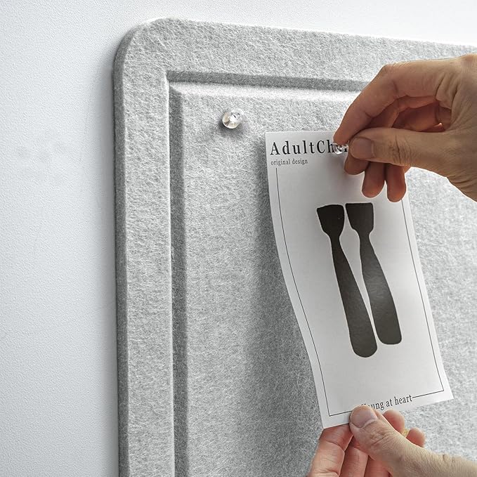 Bulletin Board, 24 x 18 inches Felt Board Decorative Pin Board, Cork Board Alternative for Wall, Foldable Photo Board Self-Adhesive Vision Board Mood Board with 20 Pushpins - Light Gray-DeskLoop Office