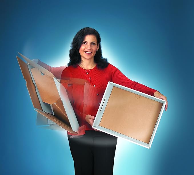 Bankers Box 12 Pack STOR/File Medium-Duty File Storage Boxes, FastFold, Lift-Off Lid, Letter, White/Blue-DeskLoop Office