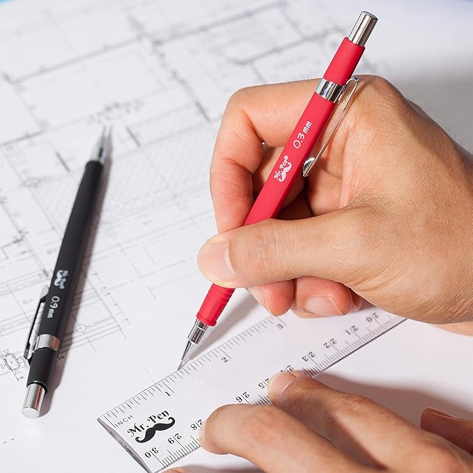 Mr. Pen Mechanical Pencil Set with Lead and Eraser Refills, 5 Sizes - 0.3, 0.5, 0.7, 0.9 and 2 Millimeters, Drafting, Sketching, Illustrations, Architecture, Back to School Supplies-DeskLoop Office