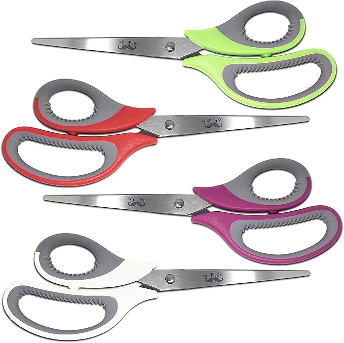 Mr. Pen Multipurpose Scissors - 8 inch, Pack of 4, Sharp Adult Office Scissors for Paper and Fabric-DeskLoop Office