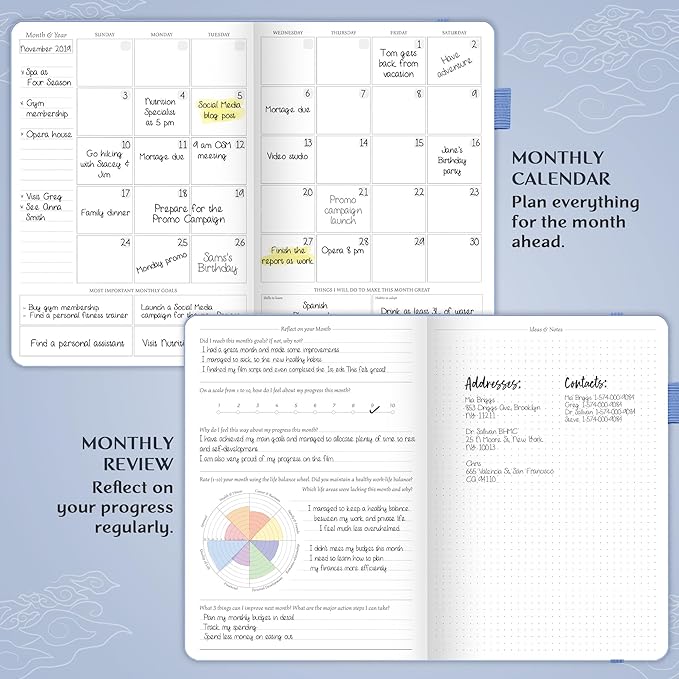 Legend Planner PRO – Deluxe Weekly & Monthly Life Planner to Increase Productivity and Hit Your Goals. Time Management Organizer Notebook – Undated – 7 x 10" Hardcover + Stickers – Periwinkle-DeskLoop Office