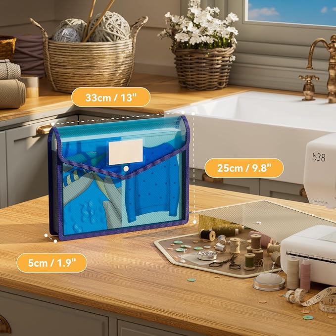 ABC life 6 Pack Plastic Expanding File Folder, Transparent envelopes with Snap Closure, No Dividers, Large Capacity, Assorted Colors, Fit Letter/A4 Size (Black+Blue+Tea Grey)-DeskLoop Office