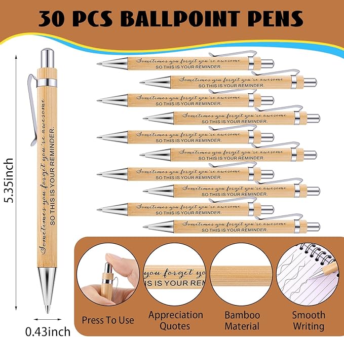30 Sets Employee Appreciation Gifts Bulk Inspirational Spiral Notebooks with Sticky Notes Motivational Journals Ballpoint Pens Thank You Gifts for Teacher Nurse Coworker (30, Sometimes)-DeskLoop Office