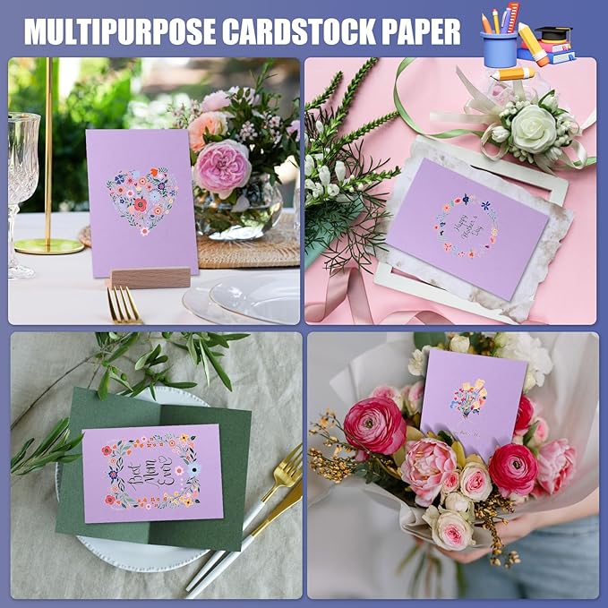 MixTeach 100 Sheets A4 Purple Cardstock 8.5 x 11 Inch Thick Cardstock Paper 250gsm/92lb Double Sided Purple Card Stock Printer Paper for Cards Making, Crafts, Scrapbook, Invitations, Drawing, Printing-DeskLoop Office